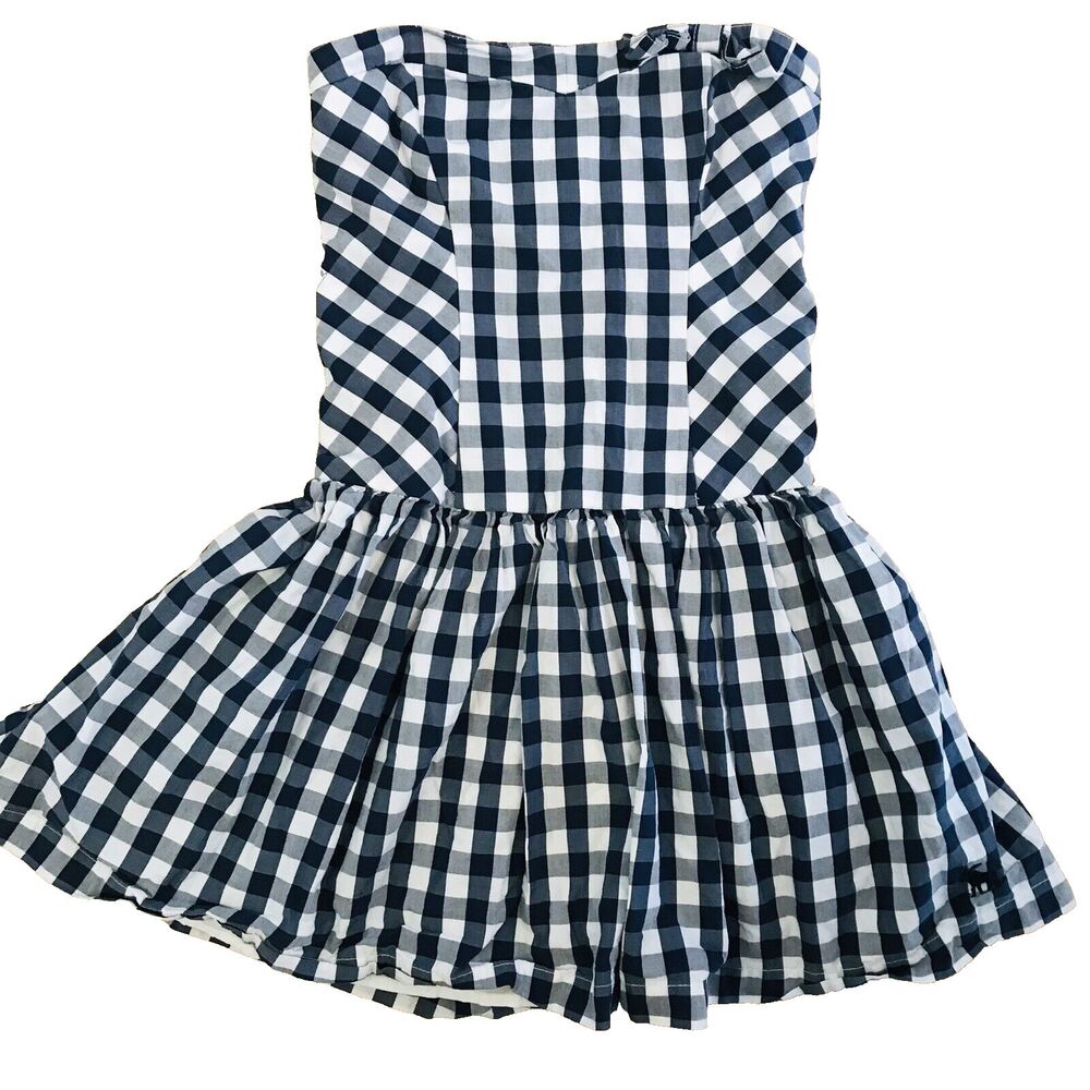 Girls Abercrombie & Fitch Strapless Gingham Dress XL Blue Fit & Flare Lined